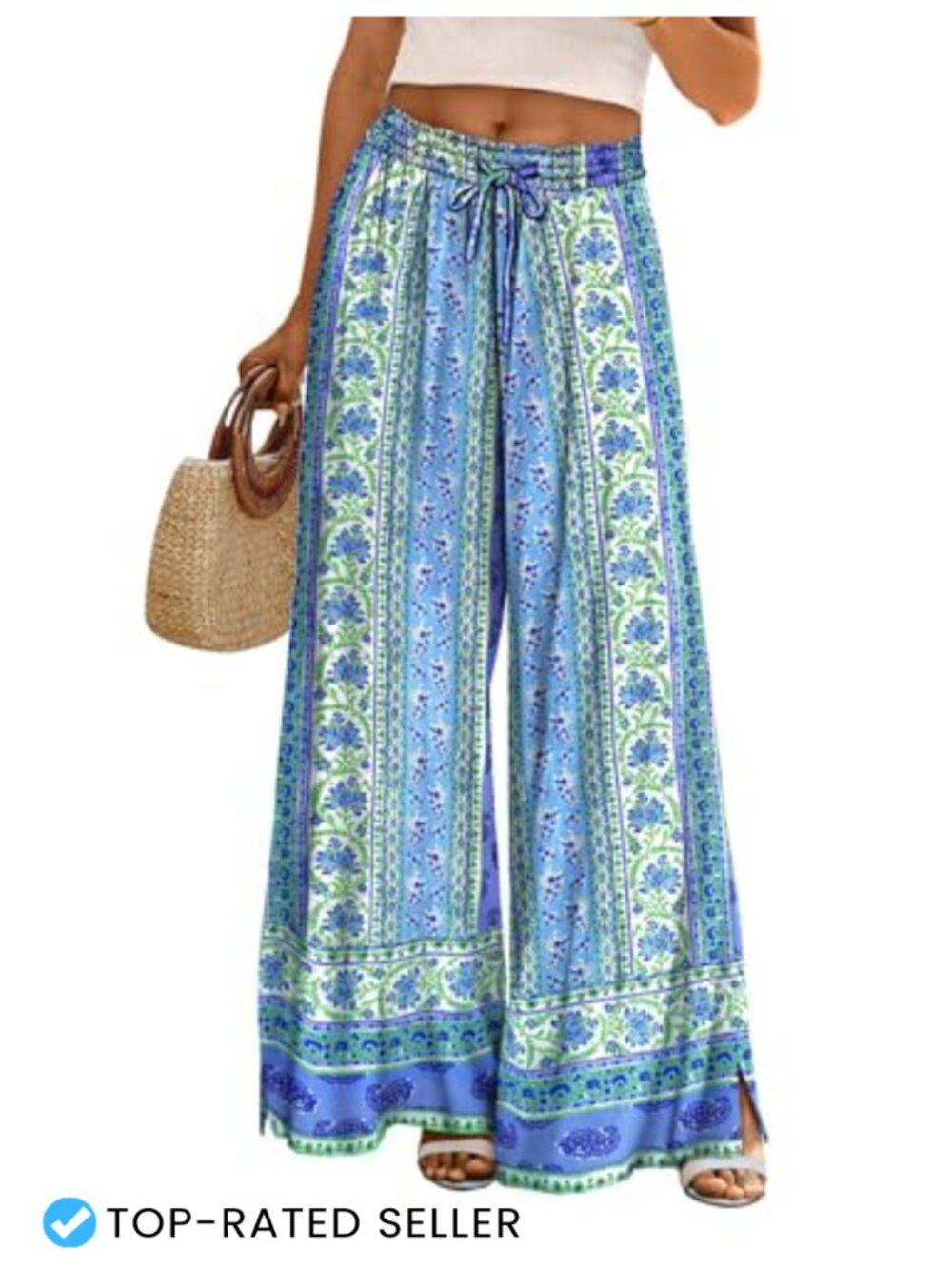Wide Leg Rayon Blend Palazzo Pants with Pockets
